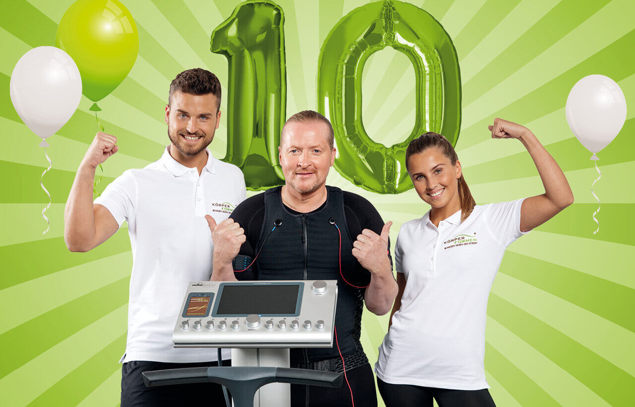 Körperformen feiert 10 Jahre Jubiläum - ein Trainer, Joey Kelly und eine Trainerin