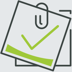 Symbol Notizzettel mit grünem Haken - Höchste Sicherheit vorn, beim und nach dem Training